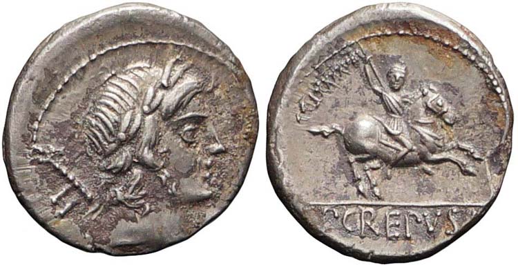 Roma, P. Crepusius, Denario, 82 ... 