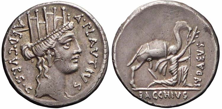 Roma, A. Plautius, Denario, 55 ... 