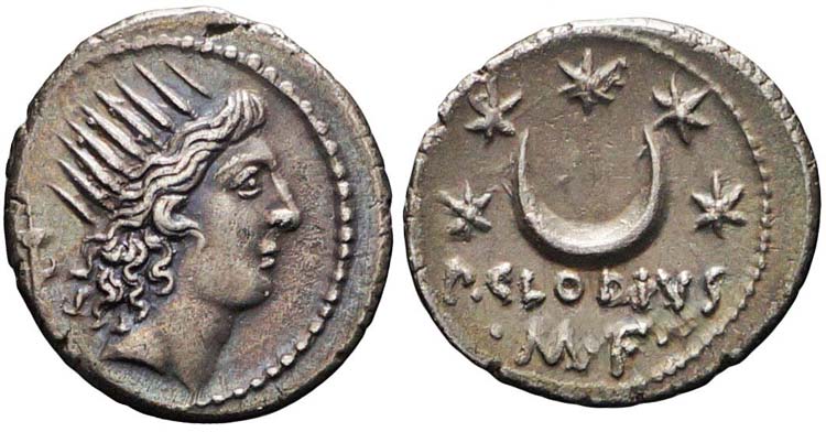 Roma, P. Clodius M.f., Denario, 42 ... 