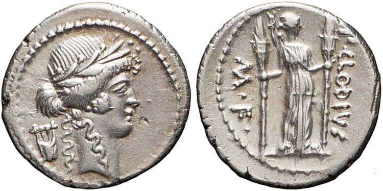 Roma, P. Clodius M.f., Denario, 42 ... 