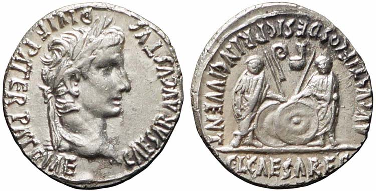 Lione, Augusto, Denario, 2 a.C. ... 