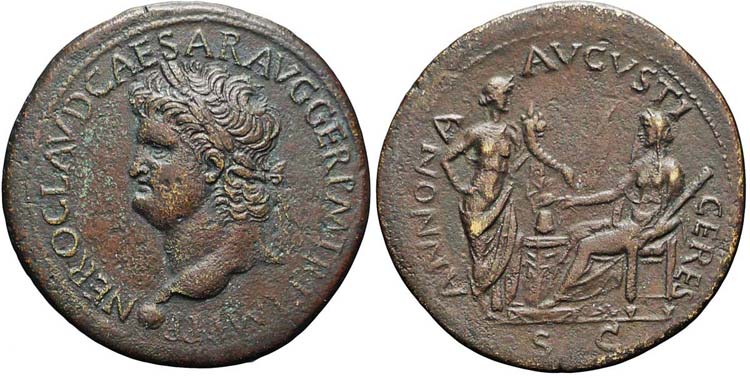 Lione, Nerone, Sesterzio, 65, AE ... 