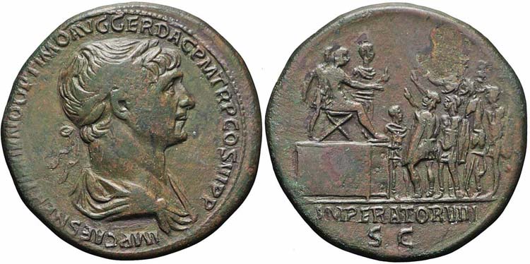 Roma, Traiano, Sesterzio, 115-116, ... 