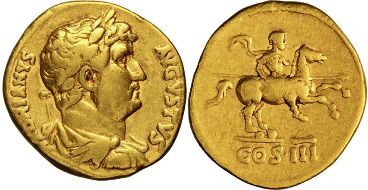 Roma, Adriano, Aureo, 125-128, Au ... 