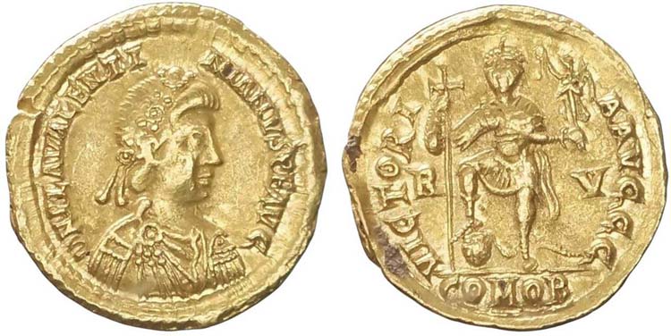 Ravenna, Valentiniano III, Solido, ... 