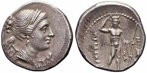 Bruttium,  Bretti,  Dracma,  216-214 a.C., ... 