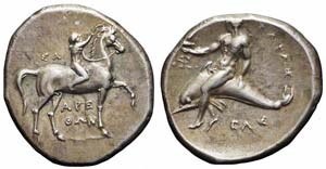 Calabria, Taranto, Nomos, 302-280 a.C., Ag ... 