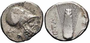 Lucania, Metaponto, Nomos, 340-330 a.C., Ag ... 