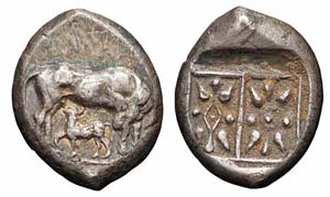 Korkyra, Corfù, Statere, 450-400 a.C., Ag ... 