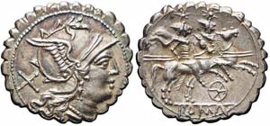 Roma, Denario, 209-208 a.C., Ag (4.40g x ... 