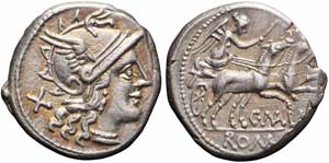 Roma, C. Maianius, Denario, 153 a.C., Ag ... 