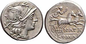 Roma, Pinarius Natta, Denario, 149 a.C., Ag ... 