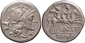 Roma, C. Antestius, Denario, 146 a.C., Ag ... 