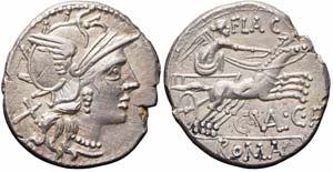 Roma, C. Valerius C.f. Flaccus, 140 a.C., Ag ... 
