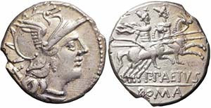 Roma, P. Aelius Paetus, Denario, 138 a.C., ... 