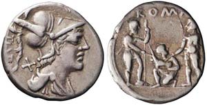 Roma, Ti. Veturius, Denario, 137 a.C., Ag ... 