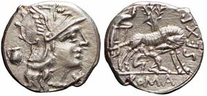 Roma, Sex. Pompeius, Denario, 137 a.C., Ag ... 