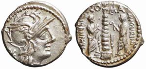 Roma, Ti. Minucius C.f. Augurinus, Denario, ... 
