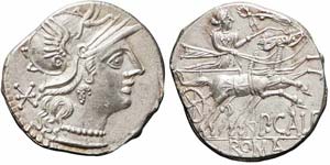 Roma, P. Calpurnius, Denario, 133 a.C., Ag ... 