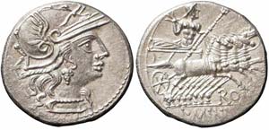 Roma, L. Minucius, Denario, 133 a.C., Ag ... 