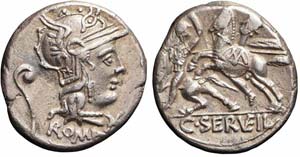Roma, C. Servilius Vatia, Denario, 127 a.C., ... 