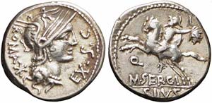 Roma, M. Sergius Silus, Denario, 116-115 ... 