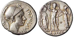 Roma, Cn. Cornelius Blasio, Denario, 112-111 ... 