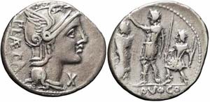Roma, P. Porcius Laeca, Denario, 110-109 ... 