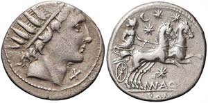 Roma, Mn. Aquillius, Denario, 109-108 a.C., ... 