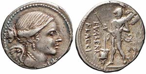 Roma, L. Valerius L.f.L.n. Flaccus, Denario, ... 