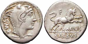 Roma, L. Thorius Balbus, Denario, 105 a.C., ... 