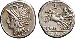Roma, C. Coelius C.f.C.n. Caldus, Denario, ... 