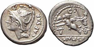 Roma, L. Iulius L.f. Sex.n. Caesar, Denario, ... 