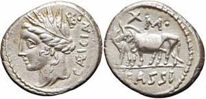 Roma, L. Cassius Caecianus, Denario, 102 ... 