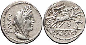 Roma, C. Fabius C.f. Hadrianus, Denario, 102 ... 