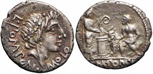 Roma, L. Pomponius Molo, Denario, 97 a.C., ... 