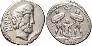 Roma, L. Titurius Sabinus, Denario, 89 a.C., ... 
