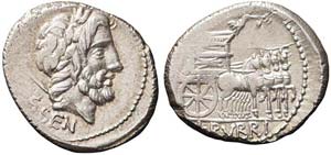 Roma, L. Rubrius Dossenus, Denario, 87 a.C., ... 