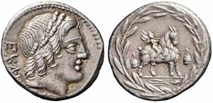 Roma, Mn. Fonteius C.f., Denario, 85 a.C., ... 