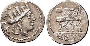 Roma, P. Furius Crassipes, Denario, 84 a.C., ... 