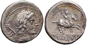 Roma, P. Crepusius, Denario, 82 a.C., Ag ... 