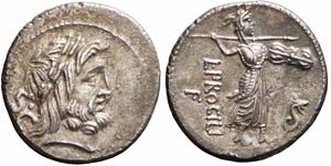 Roma, L. Procilius, Denario, 80 a.C., Ag ... 