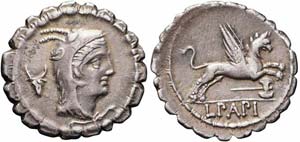 Roma, L. Papius, Denario, 79 a.C., Ag (3.91g ... 