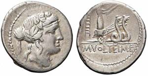 Roma, M. Volteius M.f., Denario, 78 a.C., Ag ... 