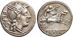 Roma, L. Rutilius Flaccus, Denario, 77 a.C., ... 