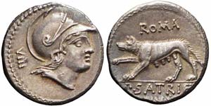 Roma, P. Satrienus, Denario, 77 a.C., Ag ... 