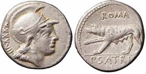 Roma, P. Satrienus, Denario, 77 a.C., Ag ... 