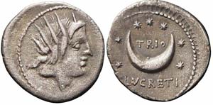Roma, L. Lucretius Trio, Denario, 76 a.C., ... 