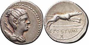 Roma, C. Postumius, Denario, 74 a.C., Ag ... 
