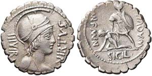 Roma, Mn. Aquillius Mn.f. Mn.n., Denario, 71 ... 